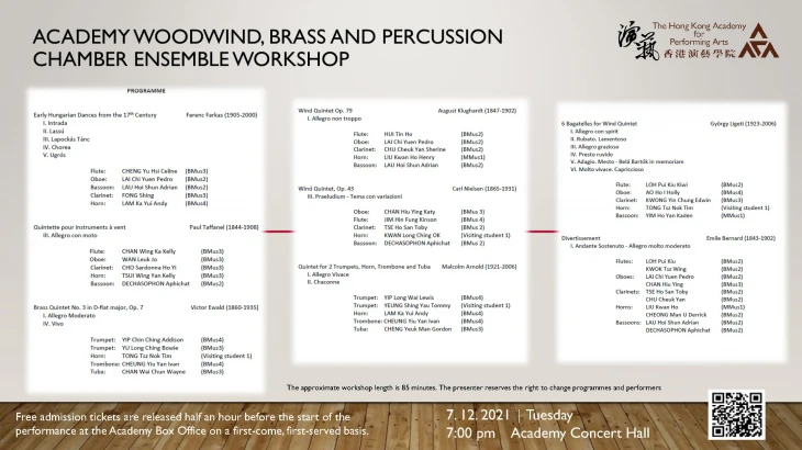 Thumbnail Academy Woodwind, Brass and Percussion Chamber Ensemble Workshop 